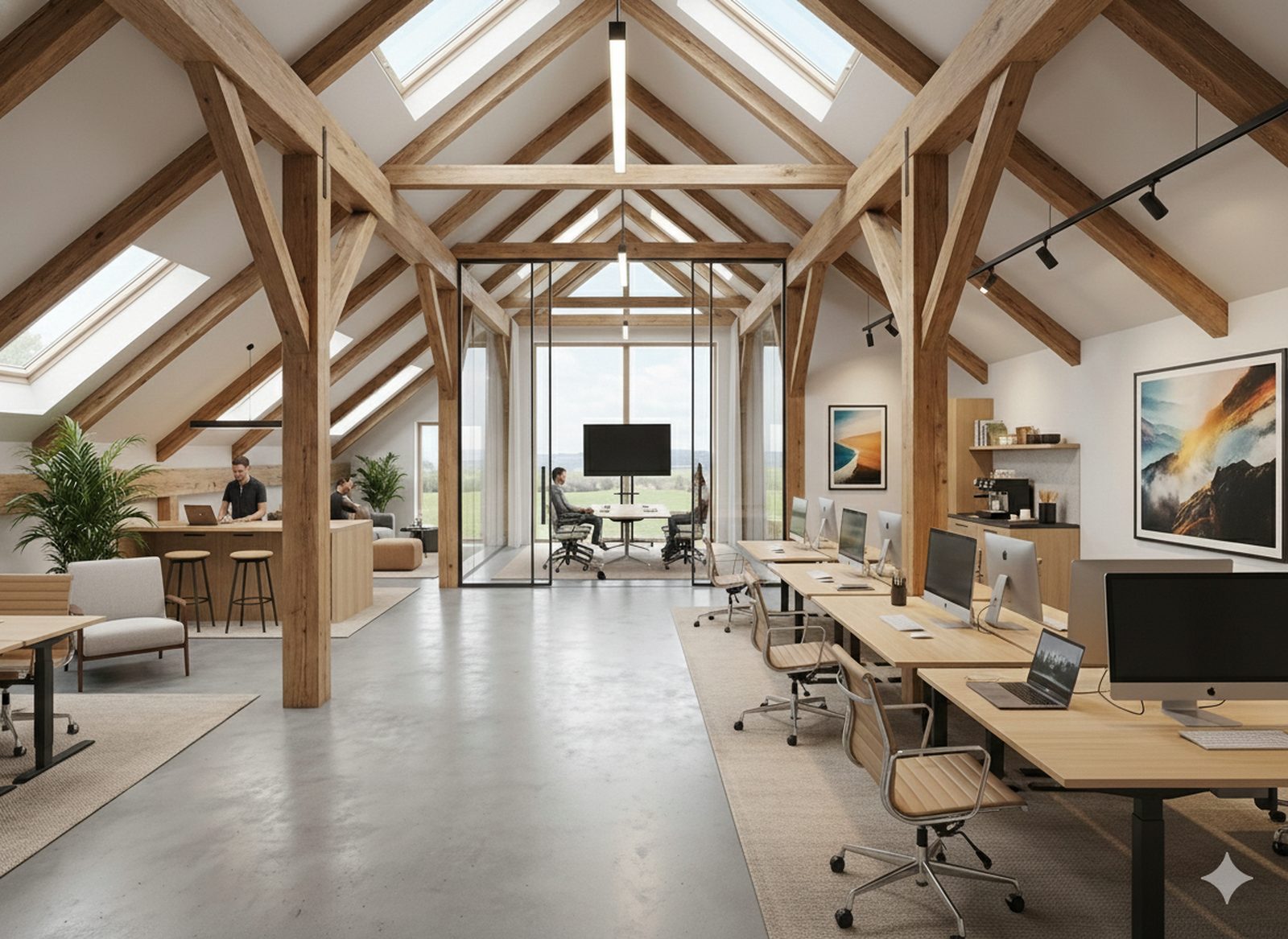 Podalpska Pisarna — coworking prostor s tramovi